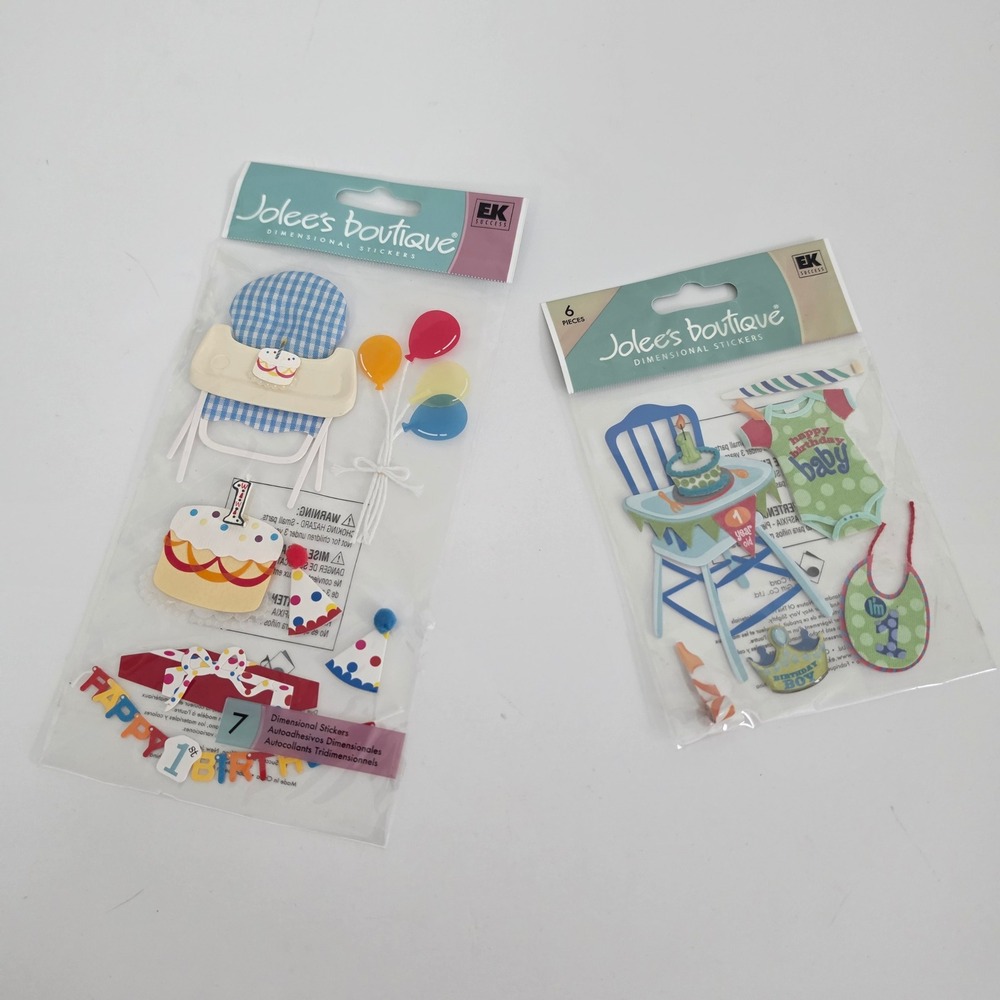 Jolee's Boutique 1st Birthday Dimensional Stickers 2 Pack Boy Theme NEW